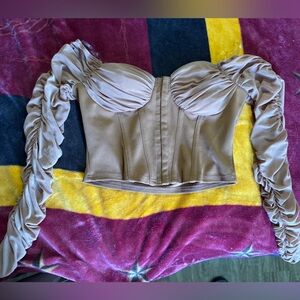 Tan Ruched Corset Top